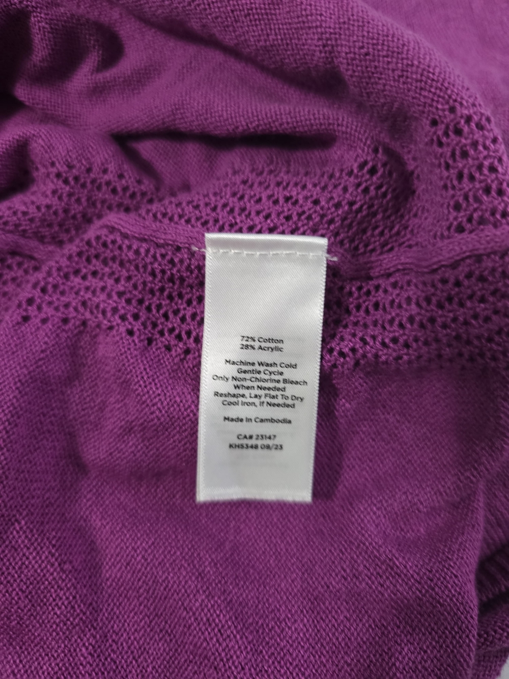 Talbots Women's XL Regular Solid Purple Knit Open Front Long Sleeve Cardigan - Picture 14 of 14
